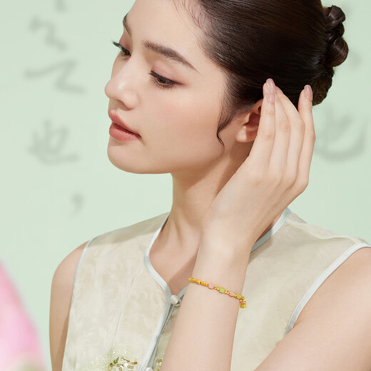 Liufu Jewelry Fuman Heirloom Foot Jin Ping Un brazalete de oro artesanal de color xile con cuerda B01G0001DS 10.16 gramos (incluido el costo de mano de obra 1412 yuan)