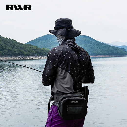 RVVR23 New Ice Silk Hooded Summer Fishing Suit Breathable Lure Summer Cooling Clothes Men Hooded Style-Black Water Drop S