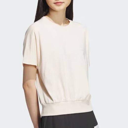 Adidas kurzärmelige Frauen 2025 SOMMER NEU NEU Casual Casual Halfärmellaufe-Sportswear-Fitness-Training Einfaches, vielseitiges T-Shirt IP3897 FANBAI L