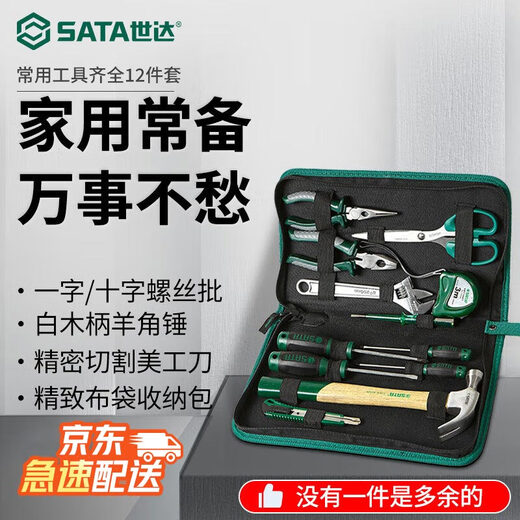 SATA household pliers screwdriver spanner pen repair tool set 12-piece tool set DY06018