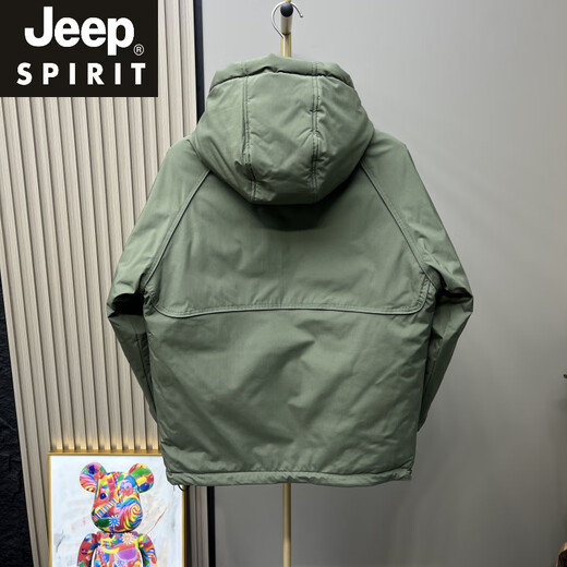 JEEP SPIRIT Casual Cotton Clothes Men's Winter New Outdoor Padded Jacket Loose Fashionable Hooded Workwear Jacket Thickened Cotton Jacket Black XL