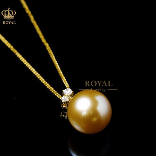 ROYALPICK Customized South Sea Gold Bead Necklace Bead Diameter 13mm Strong Light 18K Gold Diamond Gift for Girlfriend and Wife Holiday Gift Gold Bead Necklace