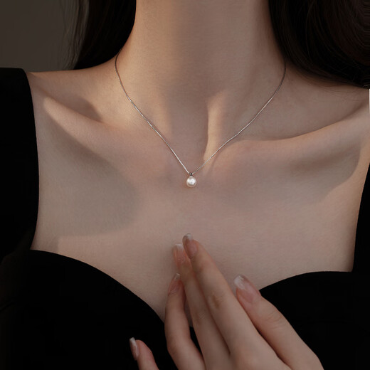 Duyin single pearl necklace women's silver necklace light luxury niche pearl pendant necklace 2023 new birthday gift 925 silver