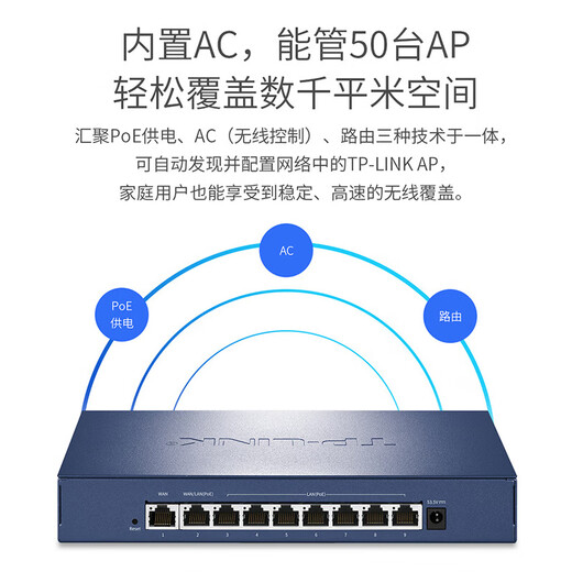 普联（TP-LINK）PoE供电·AP管理一体化企业级路由器 R5009PE-AC 9口2.5G