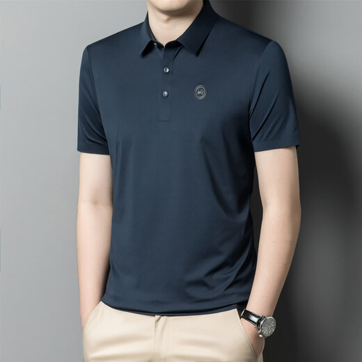 AJGNEAMAIN意大利轻奢高档男装夏季短袖POLO衫无痕商务休闲半袖纯色男士上衣 9859上青【无痕免烫抗皱】 3XL 190/56【建议170-190斤】