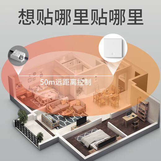 International electrician wireless remote control switch, two-way and three-way large panel, wiring-free smart controller, switch can be pasted through the wall, 1 receiver + 1 can be pasted once opened - Gray