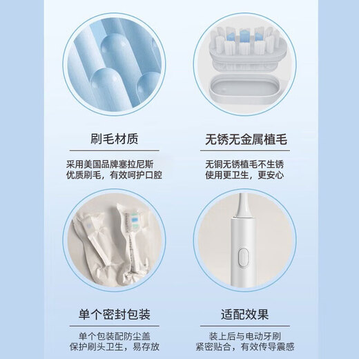 Haowei is suitable for Xiaomi T302 electric toothbrush head, suitable for Mijia MES608 sonic adult T501/T301/MES605 replacement toothbrush head, 6 white brush heads, dedicated for T302/MES608