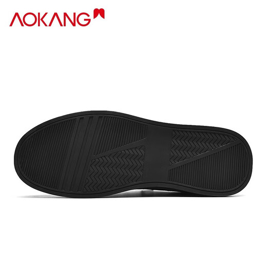 Aokang men's shoes 2025 new winter fashionable casual business leather shoes men's comfortable British style thick sole plate black 41