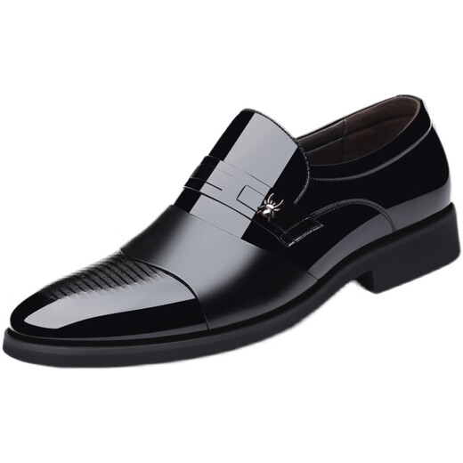 Spider King (SPIDER KING) leather shoes men's cowhide men's shoes business casual formal wear pointed toe height-enhancing men's wedding shoes letters Z677 black (high-enhancing style) 40