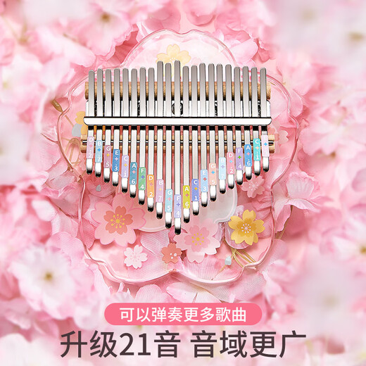 前谷（CEGA）女孩玩具拇指琴生日礼物男孩早教乐器卡林巴儿六一童节礼物 21音粉色幸运草+布袋