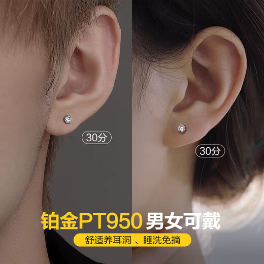 Dairuo platinum earrings for women PT950 new moissanite diamond temperament earrings high-end platinum ear piercing single trendy men single platinum earrings (about 0.59g)