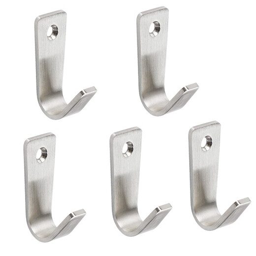 Mozida 304 stainless steel hooks, punched clothes hooks, door back clothes hooks, hardware clothes hooks, no punching metal coat hooks, brushed single hole hooks (price of 2) including screws
