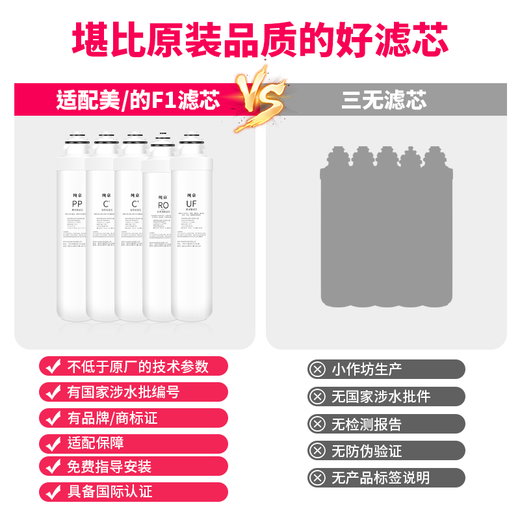 
Pure Jing suitable for Midea water purifier filter element S1 series PAC composite C1 front activated carbon C2 rear activated carbon RO reverse osmosis membrane water purifier filter element general MRO1592-50G [full set of F1 series four]