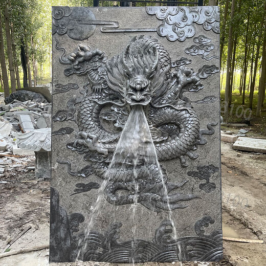 Kangxinya stone water fountain sculpture hotel courtyard wall pendant bluestone relief faucet spitting water fountain decorative ornaments custom made