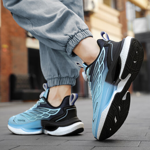 2025 Nouvelles chaussures de sport pour hommes et chaussures d'hiver pour hommes bouton rotatifs chaussures de course ultra légère absorbant et chaussures respirantes hommes 9888-Light Blue 39