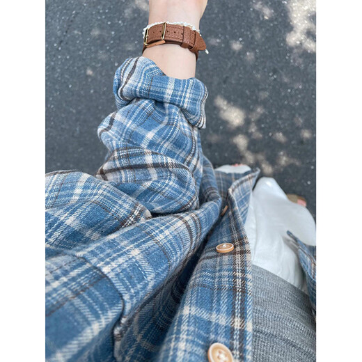 Pei Shiyan Blue Grinding Camisa a cuadros Autumnia e invierno de manga larga para hombres Plus Velvet La chaqueta de camisa de estilo de cercanías estadounidense en terciopelo C9734 Orange Plus Velvet M 95-115Jin [Jin equivale a 0.5 kg] se puede usar