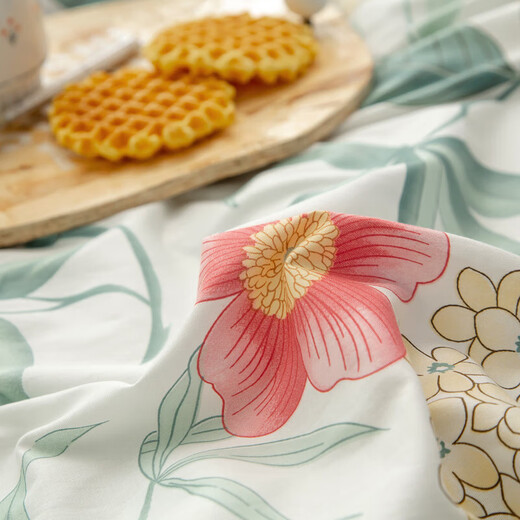 Grace 100% pure cotton 1.2 meters dormitory bed three-piece set four-piece set bed sheets and quilt cover single and double quilt cover bed sheets Mange Yayun rice 2m sheet four-piece set/quilt cover 220*240cm
