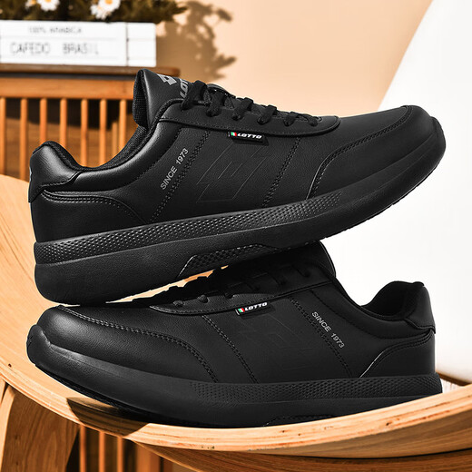 LeTTO golf casual shoes men's shoes leather non-slip sports outdoor casual white shoes 8831P black 40
