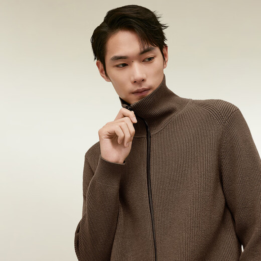Poule de haricots rouges hommes [avec laine modale] Automne revers confort Cardigan Pull Men Maillard Y4 Deep Coffee 2xl 185 / 100A