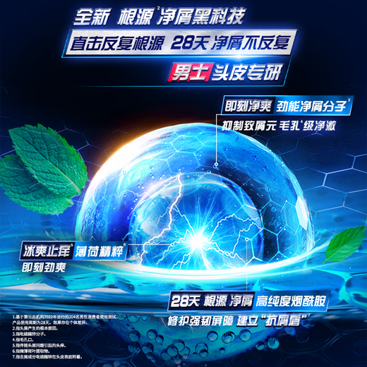 Qingyang (claro) Fluffy Anti-Dandruff Shampoo Vitality Sports Mint Blue Bottle 900G [KPL E-Sports]