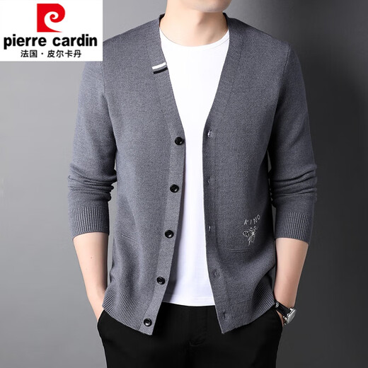 Pierre Cardin (Pierre Cardin) Hair V-Neck Cardigan Men's Automne NOUVEAU PULAT TRICHÉE HIVER Moyen d'âge moyen et âgé de papa de coiffure pour hommes Green 180 / 92A2XL Recommandé 155-170Jin [Jin est égal à 0,5 kg]