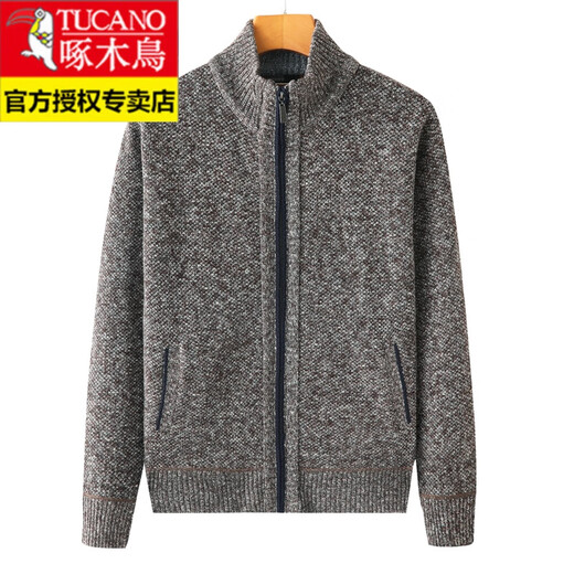 Padre de cardigan de lana de mediana edad de cardigan de cardigan de cardigan de cardigan de cardigan con vellón con otoño espesado e invierno suéter de gran tamaño para ropa de mediana edad y ancianos A2 Camel 3xl recomendado 160-180Jin [Jin equivale a 0,5 kg]