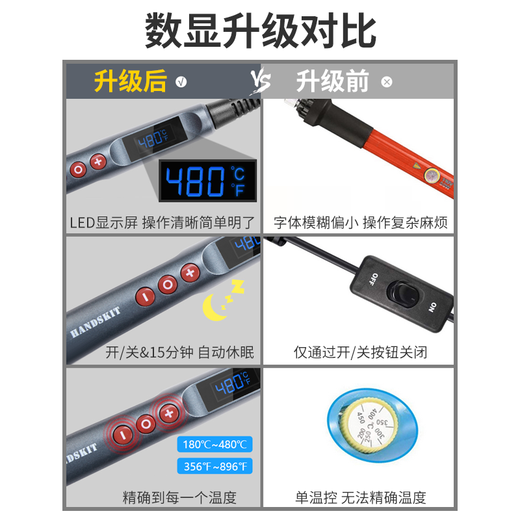 HANDSKIT industrial-grade electric soldering iron 100w/200w high-power electric soldering iron set household temperature-adjustable digital display portable welding gun 200W blade 927 electric soldering iron