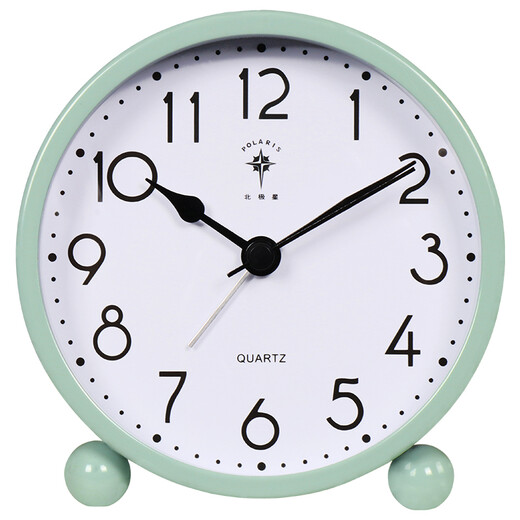 POLARIS Alarm Clock Children's Student Clock Bedside Fashion Simple Metal Silent Small Desk Clock Lazy Desk Clock SN30 Green Back to School Season