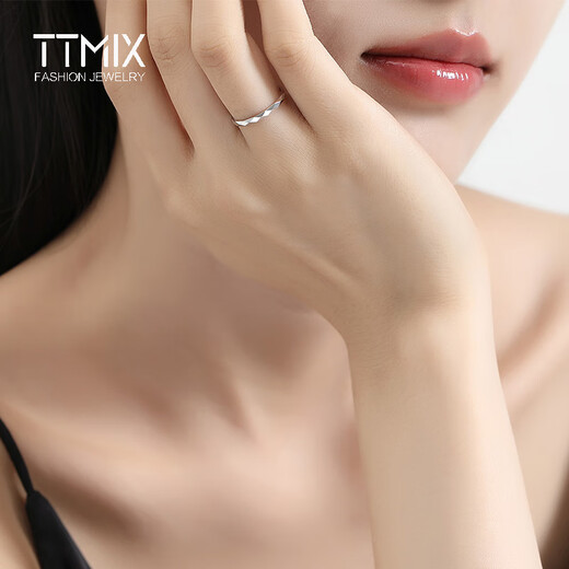 TTMIX platinum ring women's pt950 high-end platinum tail ring geometric rhombus ring for girlfriend 17# 1.5-1.7g