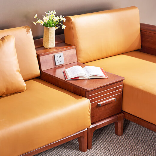 
Guangming Furniture Solid Wood Sofa Sofa Living Room Simple Combination Sofa Guifei Sofa 3892 Corner Sofa (Pedal on the Right)
