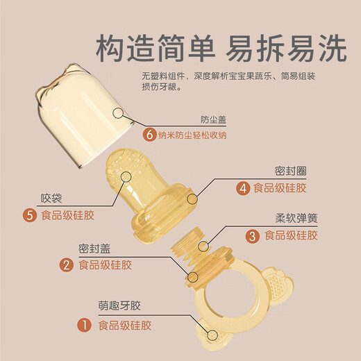 Audemars Piguet Fruit and Vegetable Bites Baby Fruit Fruit Soothing Teether for babies over 6 months old, Koala Style S Size 4 Months + 1 Pack