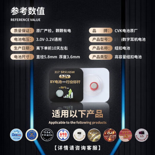 Quqiwu 3.2v458 001 V5 007 Kopfhörerknopf Batterie V1 V2 V5 325 345 Digitaler Kopfhörerbatterie 688 698 F1 458 001 007 Digitaler Kopfhörerbatterie zehn Teile