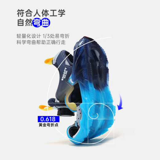 SNOOPY史努比童鞋男童包头凉鞋夏季男孩儿童轻便沙滩鞋潮3937黑绿33