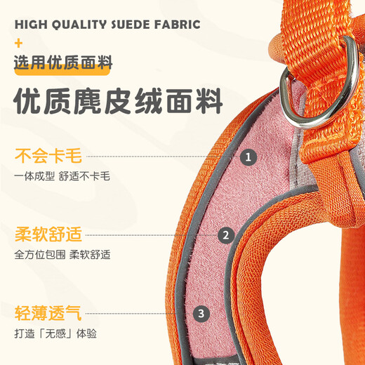 PEITE PET Cat Traction Rope Vest Type Harness When Going Out to Prevent Break-Out Cat Walking Rope Cute Kitten Reflective Traction Rope Blue and Pink Color Matching Comfortable Suede Rope Length 1.5m M Size (Chest 30-36cm) Suitable for 5-8 Jin Jin equals 0.5 kg cat