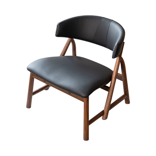 YouQingtang Black Noyer en bois massif chaise de loisirs Nouveau chambre de chambre de style chinois balcon de canapé-chaise en cuir en cuir noir 661 * 683 * 684 mm (hauteur du siège 420 mm)
