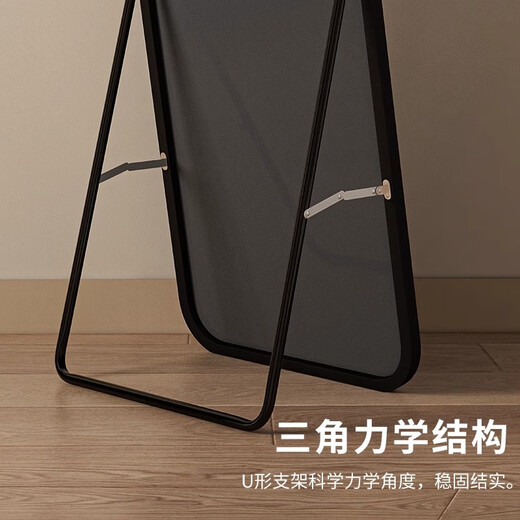 飞旺藤达全身落地镜子壁挂贴墙卧室玄关穿衣镜化妆镜铝合金简约北欧大镜子 经典黑40*150【摆挂两用】 高清成像 合金边框
