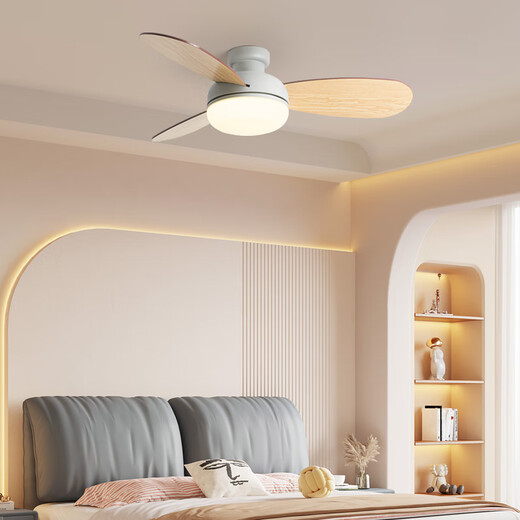 Mémoral Modern Simple Children's Child's Small Van Light Imitation en bois Grain Home Chadow Dining Plafond Plafond Ventilateur Lumière Fréquence Fréquence Silencieuse Ventilateur de la Fréquence lumineuse Conversion de fréquence 3684A