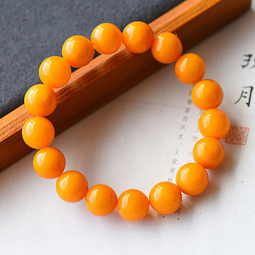 Longyin chicken fat yellow beeswax ring 10mm single ring simple ethnic style women's jewelry atmospheric hand jewelry birthday gift 10mm