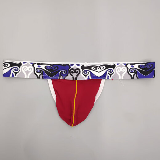 Confidential delivery men's sexy thong ice silk breathable buttocks exposed comfortable one piece red M