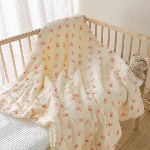 Cotton++ Baby Quilt Beanie Quilt Spring and Autumn Four Seasons Universal Summer Cooling Quilt Newborn Small Quilt Pure Cotton Cover Blanket Air Conditioning Quilt Little Bear Head Soothing Beanie Velvet + Pure Cotton Yarn Reversible 110*120cm