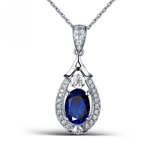 海卡依（HEEKAIYI）项链女士蓝色宝石项链奢侈首饰七夕情人节生日礼物送老婆送女友 坦桑石项链（主石约2克拉）