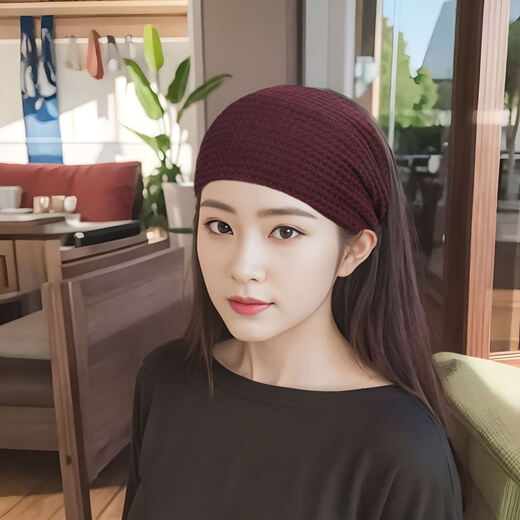 Tongrubi knitted wide-brimmed hairband Korean style hairpin face wash hair bandana warm simple headband wrapping head fashionable Korean pink elastic (52-58cm)