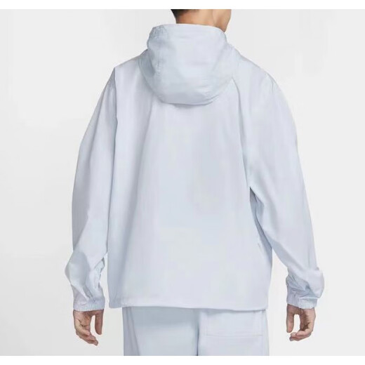 耐克（NIKE）男子户外半拉链长袖抽绳梭织连帽套头夹克 FN3893-043 浅蓝色 L/175