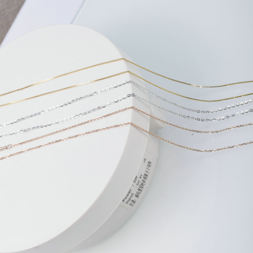 Beiyou 18k gold necklace women's rose gold pin chain gold cross chain au750 color gold necklace women's clavicle chain 18K gold 2g45cm