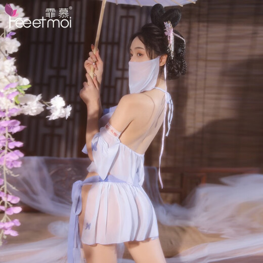 霏慕情趣内衣中式复古风汉服系带雪纺分体套装性感透视激情免脱夫 国 诱惑激情战袍6624