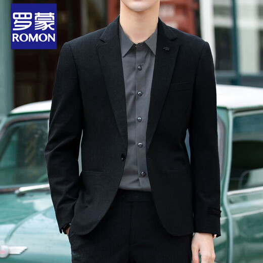 ROMON casual suit men's Korean style trendy ins handsome black small suit jacket top single men's black single top XL (125-135Jin Jin is equal to about 0.5 kg)