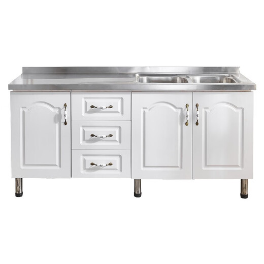 Xiaochong Simple stove cabinet stainless steel kitchen cabinet washing gas tank sink storage cabinet storage cabinet 150 four-door double basin model