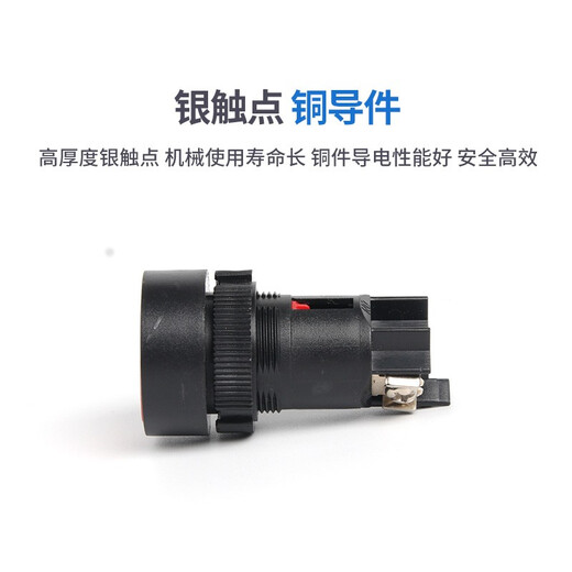 XMSJ按钮开关圆形 XB2-EA142小型自复位平头按钮二脚22mm xb2-ea1355个