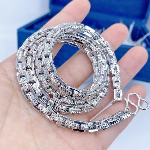 Junkiss Platinum Square Card Necklace Men's PT950 Platinum Domineering Thick Boss Chain Imitation Platinum Gold Car Flower Plain Gold Necklace