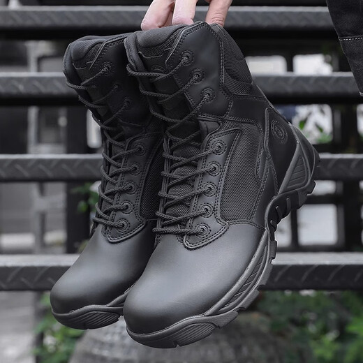 DRUNROCKS tactical boots outdoor anti-slip anti-wear-resistant Jun Locke tactical boots comfortable breathable side zipper quick take off D14099 black 42